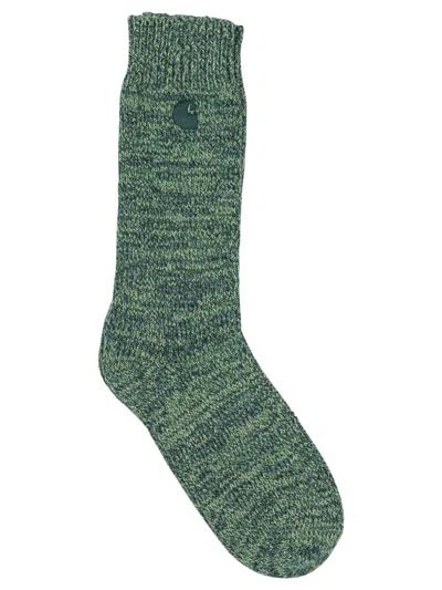 Carhartt Tony Ribbed Logo-patch Socks In Green