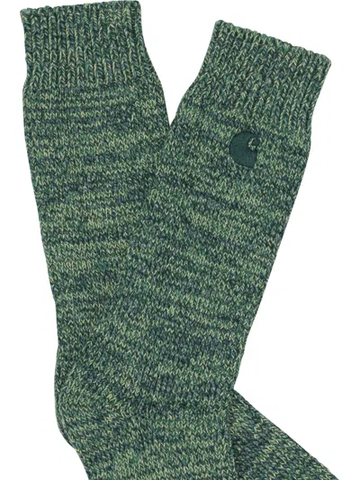 Carhartt Tony Ribbed Logo-patch Socks In Green