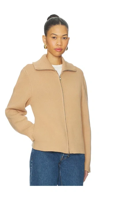 L'academie By Marianna Avey Zip Cardigan In Brown