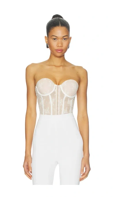 Aniye Records Nilde Faux Fur Bodysuit In White