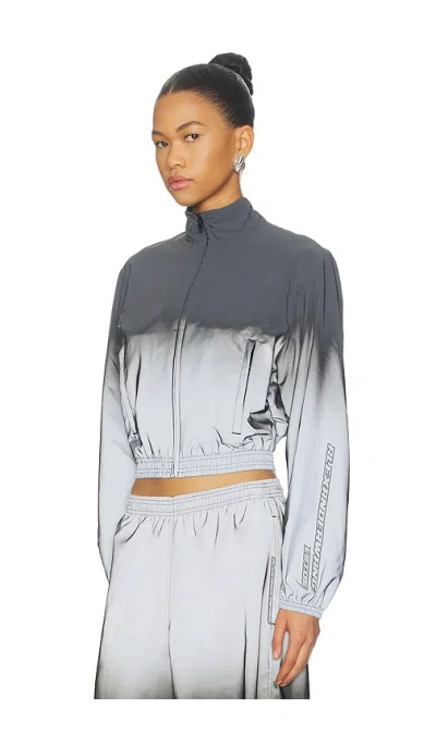 Alexander Wang Reflective Shrunken Track Jacket In Gray