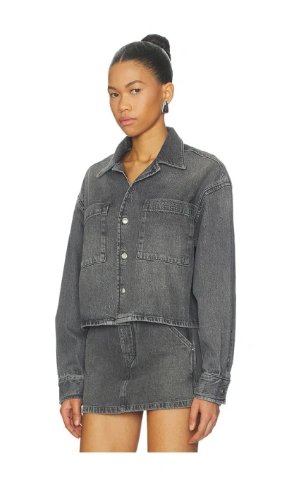 Alexander Wang Cropped Long Sleeve Shirt In Gray