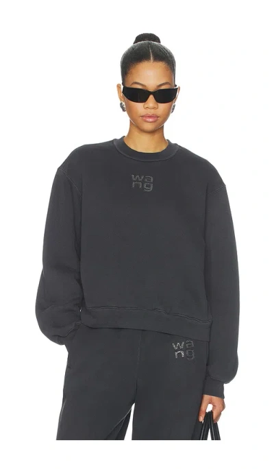 Alexander Wang Hotfix Logo Sweatshirt In Black