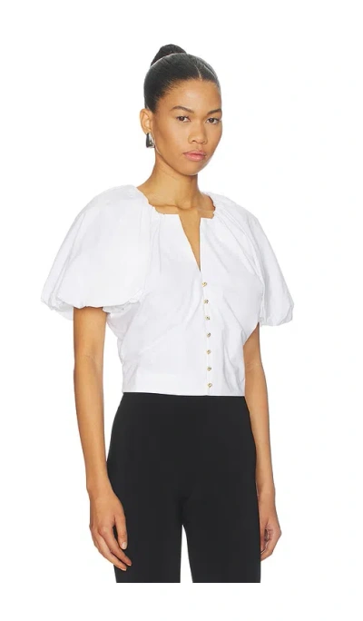 Frame Dramatic Sleeve Blouse In White