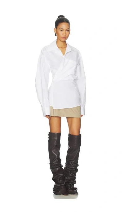 Alexander Wang Pre-styled Mini Wrap Dress In Twill In White