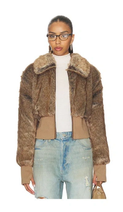 Unreal Fur Event Horizon Aux-fur Jacket In Brown