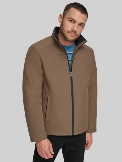 Calvin Klein Stand Collar Water Resistant Jacket In Dark Tan