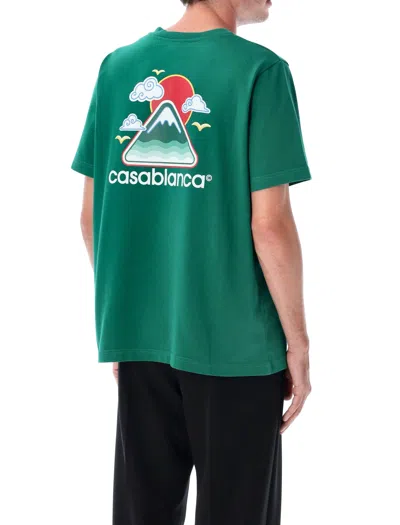 Casablanca Montagne Ondulee Crewneck T-shirt In Green