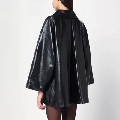 Cassell Oversized Black Leather Jacket In Black
