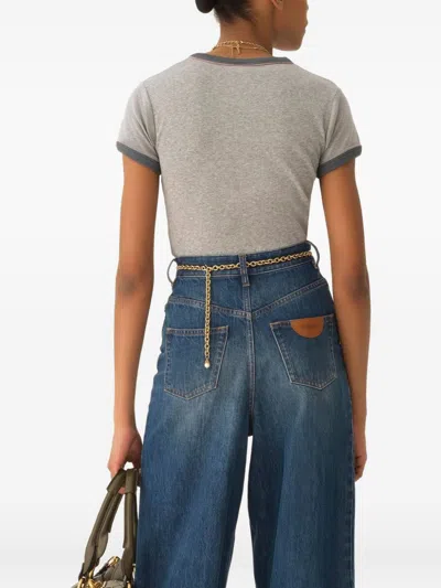 Chloé Baby Fit T-shirt With Logo In Cotton Jersey In Gray