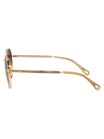 Chloé Chloe Geometrical Sunglasses Ch0325 S 004 In Gold