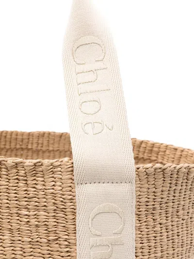 Chloé Spacious Woven Tote Bag With Dual Handles In Neutral