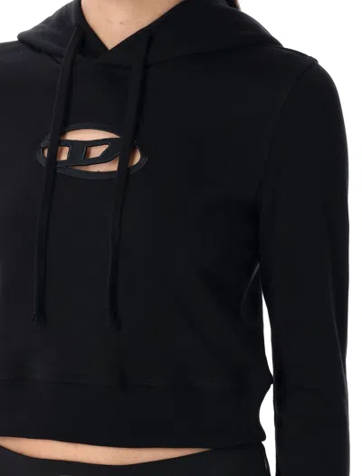 Diesel Oval D Hooded Cropped Sweatshirt In Black