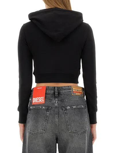 Diesel Oval D Hooded Cropped Sweatshirt In Black