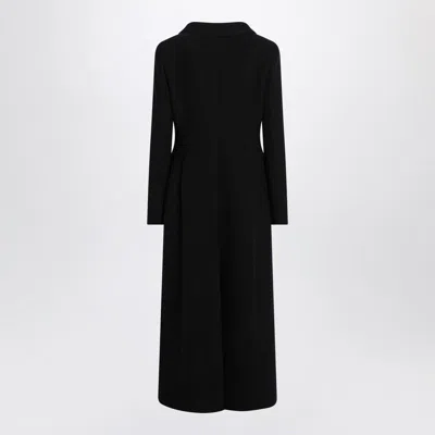 Dolce & Gabbana Double-breasted Long Wool Coat And Pockets In Black
