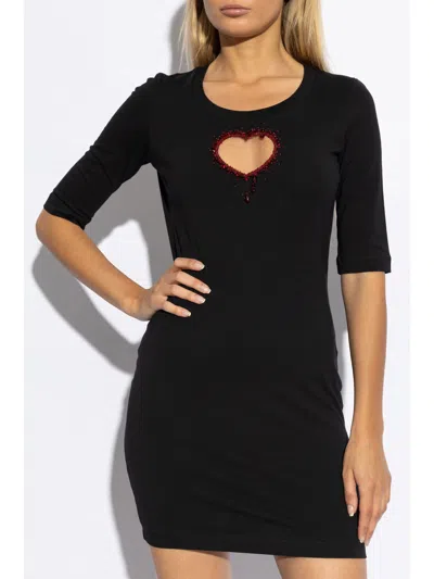 Dsquared2 Logo-embellished Cotton Mini Dress In Blue