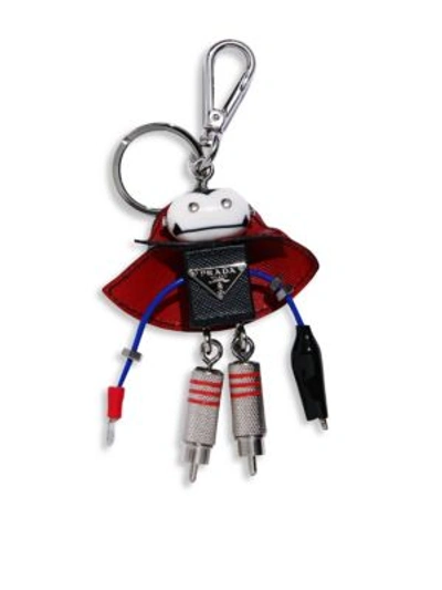Shop Prada Saffiano Leather Robot Keychain In Na
