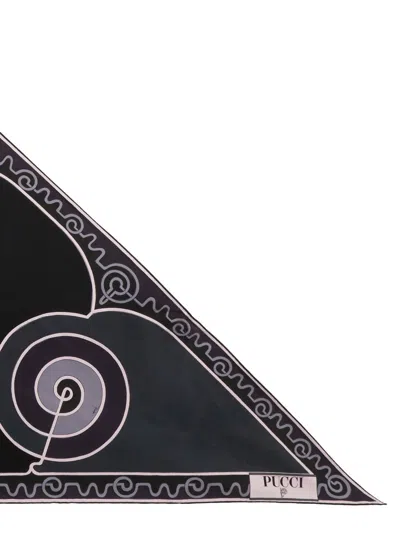 Pucci Emilio  Astro Print Triangle Scarf In Blue