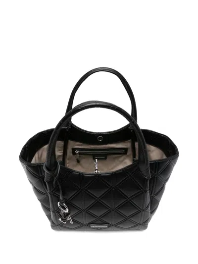Emporio Armani Leather Shopping Bag In Black