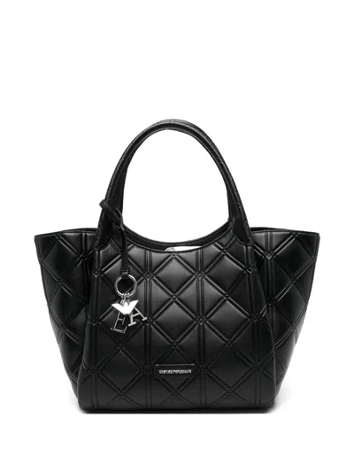 Emporio Armani Leather Shopping Bag In Black