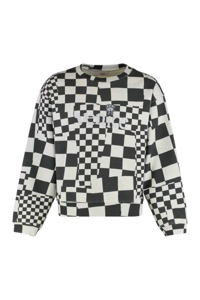Erl Checkerboard-pattern Sweatshirt In Brown
