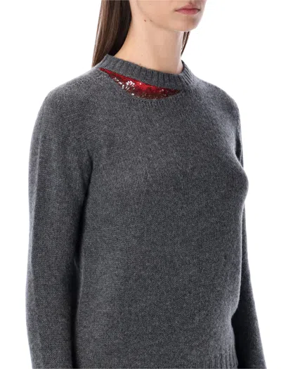 Fabiana Filippi Sequin-embellished Cashmere Sweater In Gray