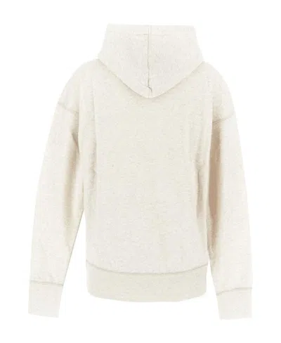 Isabel Marant Étoile Logo-printed Long-sleeved Drawstring Hoodie In White