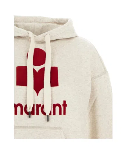 Isabel Marant Étoile Logo-printed Long-sleeved Drawstring Hoodie In White