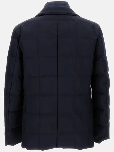 Fay Navy Blue Down Jacket With Buttons In Blue