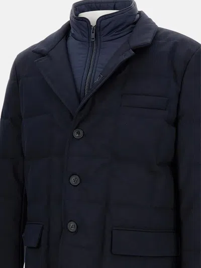 Fay Navy Blue Down Jacket With Buttons In Blue