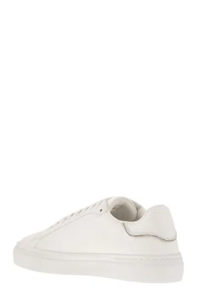 Fabiana Filippi Lace-up Leather Sneakers With Shiny Accents In White