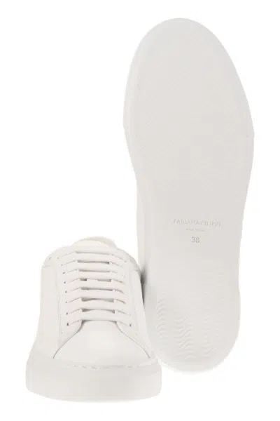Fabiana Filippi Lace-up Leather Sneakers With Shiny Accents In White