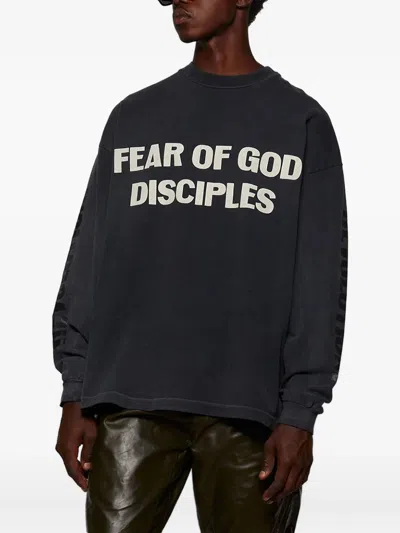 Fear Of God Relaxed Ls Disciple T-shirt In Blue