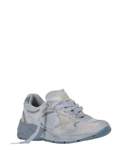 Golden Goose Running Dad New Net And Suede Upper Nabuk Star And Heel Suede Star In Blue