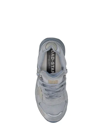 Golden Goose Running Dad New Net And Suede Upper Nabuk Star And Heel Suede Star In Blue