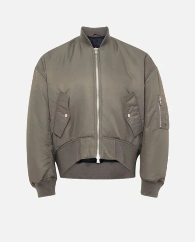 Jw Anderson Solid Bomber Jacket With Leather Logo Patch In Gray