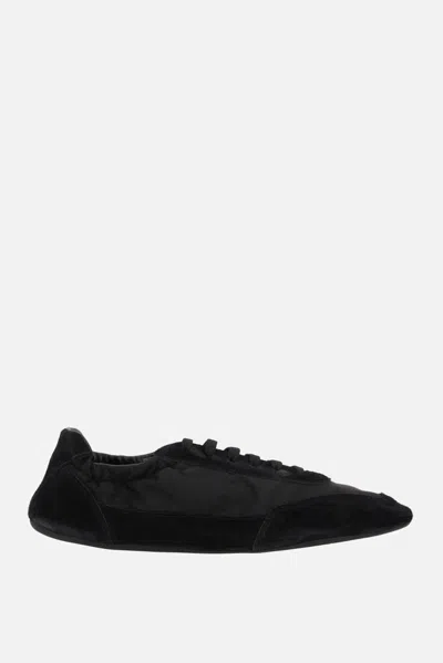 Prada Collapse Re-nylon And Suede Elasticized Sneakers In Black