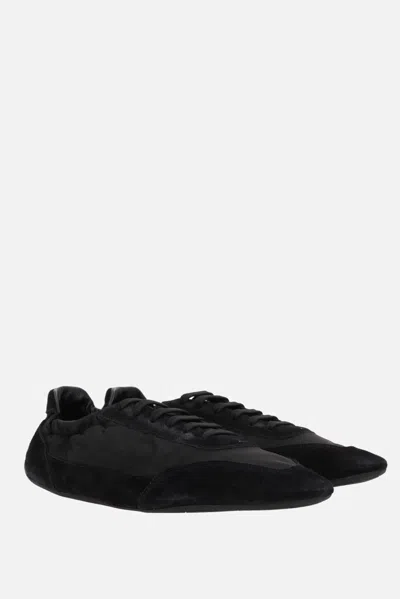 Prada Collapse Re-nylon And Suede Elasticized Sneakers In Black
