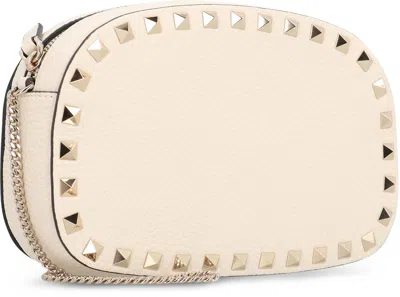 Valentino Garavani Rockstud Leather Crossbody Bag In Neutral
