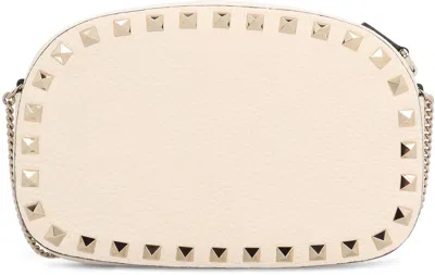Valentino Garavani Rockstud Leather Crossbody Bag In Neutral