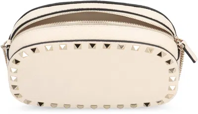 Valentino Garavani Rockstud Leather Crossbody Bag In Neutral