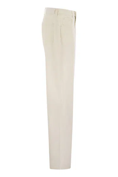 7 For All Mankind Tess Trouser - Cotton And Linen Trousers In Neutral