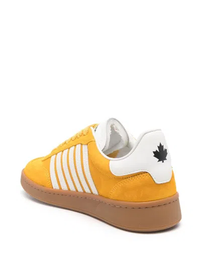 Dsquared2 Boxer Leather Sneakers In Yellow