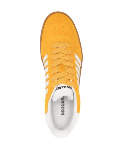 Dsquared2 Boxer Leather Sneakers In Yellow