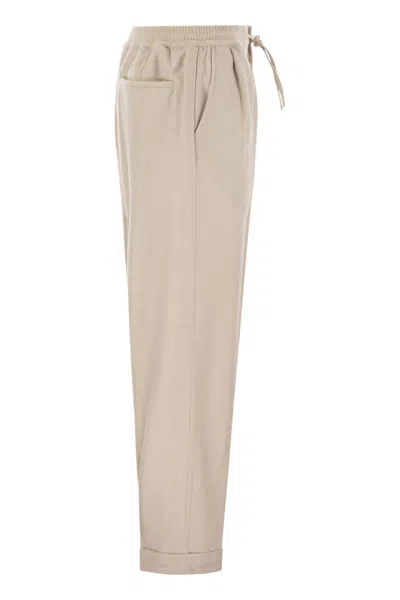 Fedeli Harvard Soft Cashmere Flannel Trousers In Neutral