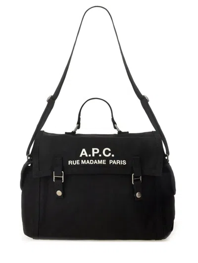 Apc A.p.c. Men Shoulder Bag With Logo In Black