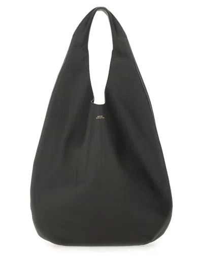 Apc Soft Grained Leather Slouchy Shoulder Bag In Black