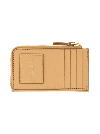 Marc Jacobs Leather Card Holder In Sand