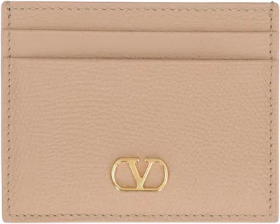 Valentino Garavani Vlogo Signature Leather Card Holder In Pink