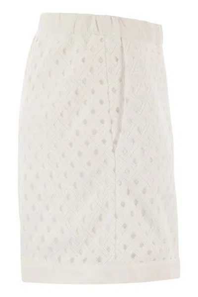 Herno Perforated Shorts With Geometric Shapes In White